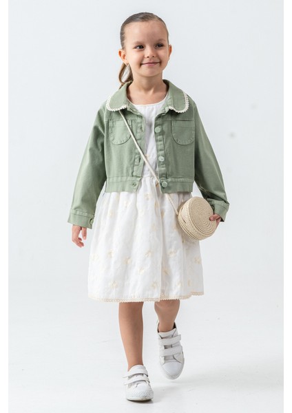 Hasır Çantalı Nakışlı Kız Çocuk 3\'lü Takım - 26K 7265