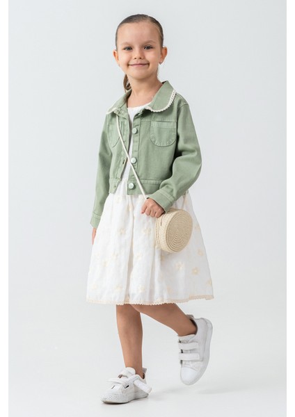 Hasır Çantalı Nakışlı Kız Çocuk 3\'lü Takım - 26K 7265 fiyatları