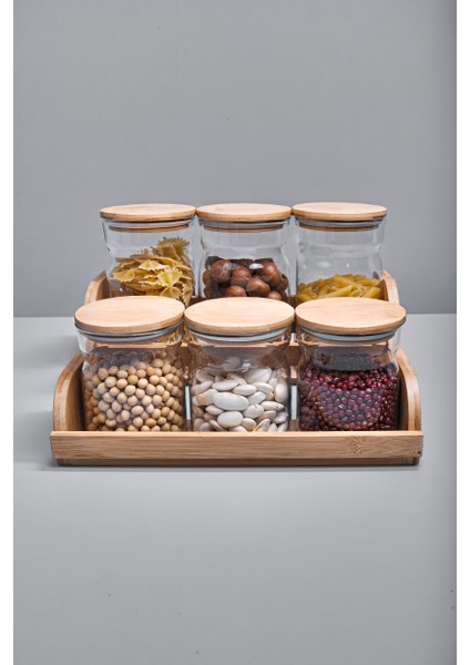 Sky 6'lı Standlı Cam Kavanoz Saklama Takımı