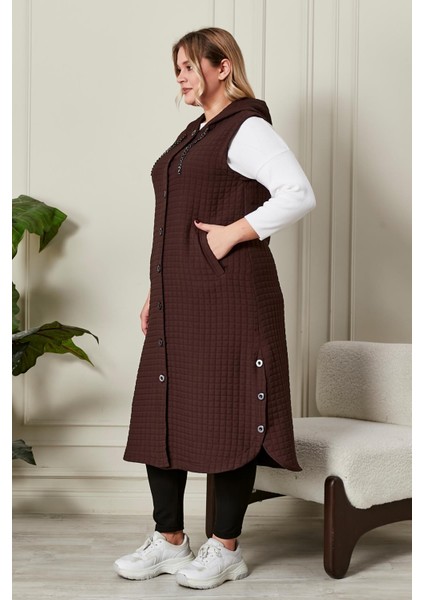 Kadın Büyük Beden Düğmeli Kapitone Yelek modelleri