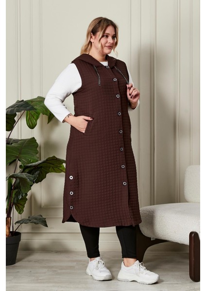 Kadın Büyük Beden Düğmeli Kapitone Yelek fırsatları