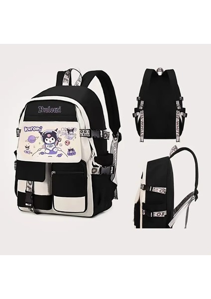 Kuromi Figürlü Geniş Kapasiteli Çocuk Sırt Çantası 4 Bölmeli (1büyük 3 Küçük Bölme)