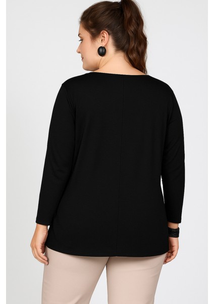 Büyük Beden V Yaka Çapraz Bantlı Uzun Kol Bluz modelleri