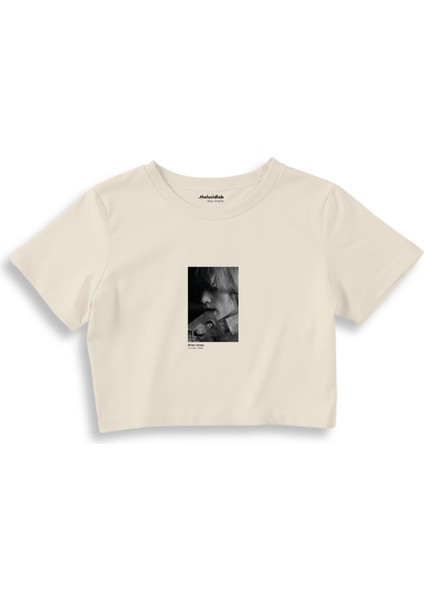 Brian Jones London 1966 Crop Tişört - Ekru