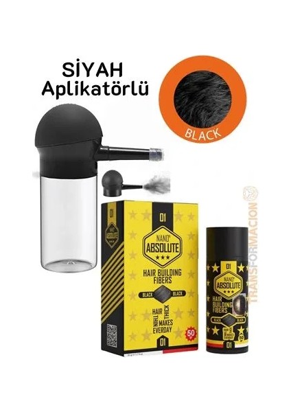 Aplikatörlü Saç Dolgunlaştırıcı Fiber Topik Toz Siyah 50 Gram fiyatları