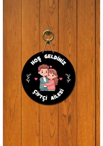 Kapı Süsü Hoş Geldiniz Çiftçi Ailesi Ahşap Baskı Kişiye Özel Tasarım fiyatları