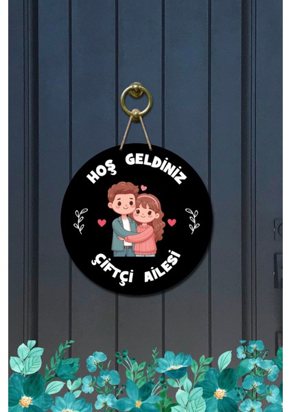 Kapı Süsü Hoş Geldiniz Çiftçi Ailesi Ahşap Baskı Kişiye Özel Tasarım modelleri