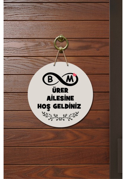 Kapı Süsü Ürer Ailesine Hoş Geldiniz Ahşap Baskı Kişiye Özel Tasarım