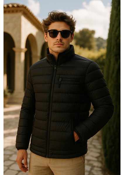Erkek Comfort Dik Yaka Günlük Kışlık Siyah Şişme Mont fiyatları