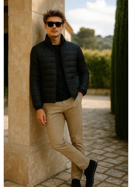 Erkek Comfort Dik Yaka Günlük Kışlık Siyah Şişme Mont fırsatları