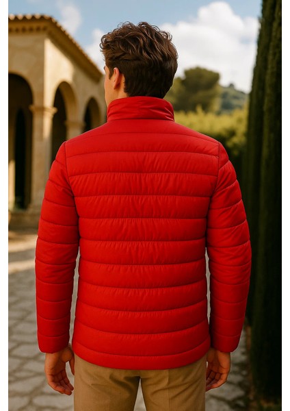 Erkek Comfort Dik Yaka Günlük Kışlık Kırmızı Şişme Mont fırsatları