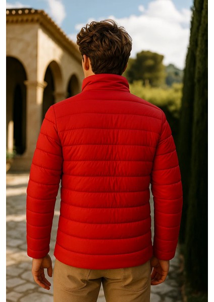 Erkek Comfort Dik Yaka Günlük Kışlık Kırmızı Şişme Mont indirimleri