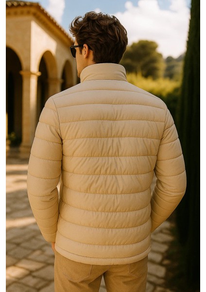 Erkek Comfort Dik Yaka Günlük Kışlık Krem Şişme Mont indirimleri