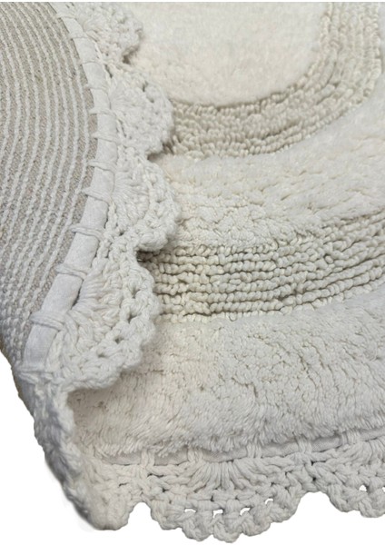 Half Ekru %100 Pamuklu Tekli 80X50 cm Banyo Paspas Seti fiyatları