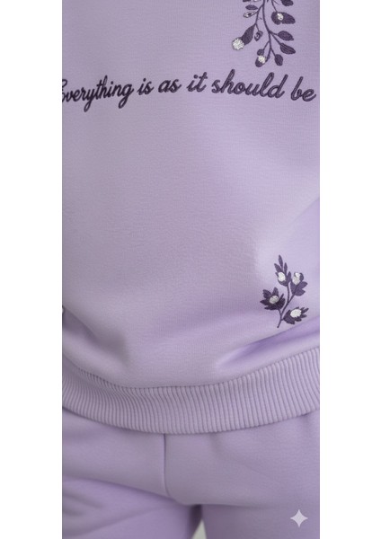 Baskılı Kız Çocuk Eşofman Takımı / %100 Pamuk Günlük Spor Sweatshirt ve Alt I Kız Çocuk Takım indirimleri