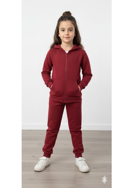 3 Iplik Şardonlu Kapüşonlu Eşofman Takımı 2'li I Çocuk Takım Cepli Kapüşonlu I Fermuarlı Takım fiyatları