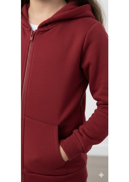 3 Iplik Şardonlu Kapüşonlu Eşofman Takımı 2'li I Çocuk Takım Cepli Kapüşonlu I Fermuarlı Takım fırsatları