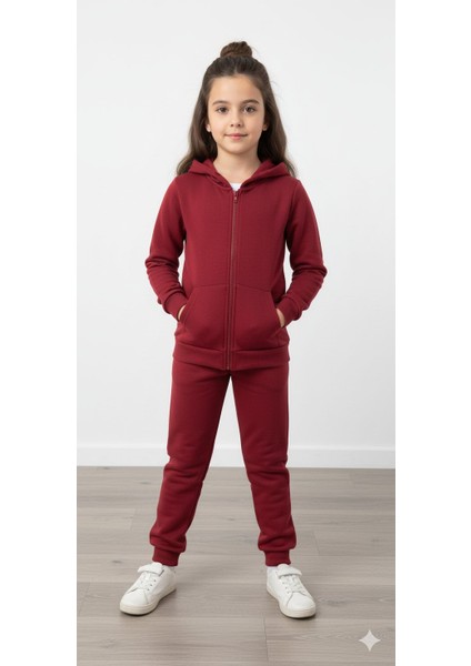3 Iplik Şardonlu Kapüşonlu Eşofman Takımı 2'li I Çocuk Takım Cepli Kapüşonlu I Fermuarlı Takım indirimleri