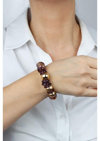 Mor Halka Murano Cam Gold Detay Bileklik fiyatları