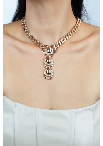 Taşlı Gold Gerdanlık Kolye