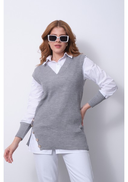 Fitilli Triko Süveterli Gömlek Ikili Kombin fiyatları