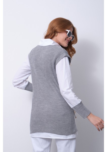 Fitilli Triko Süveterli Gömlek Ikili Kombin fırsatları