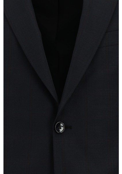 Slim Fit Kareli Takım Elbise