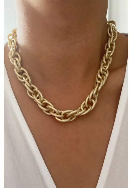 Işıltılı Zincir Klasik Gold Kolye