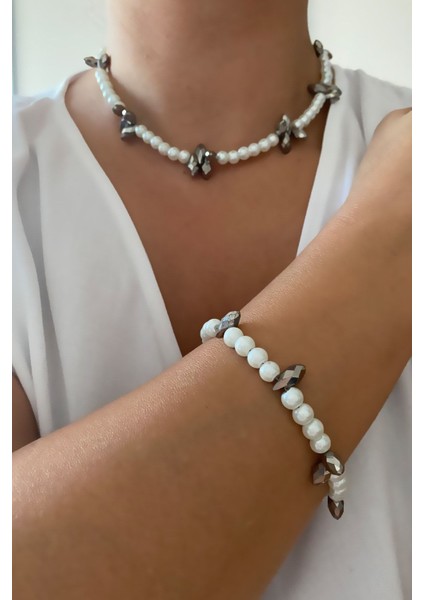 Işıltılı Inci Kolye Bileklik Set