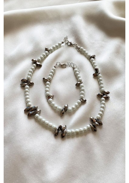 Işıltılı Inci Kolye Bileklik Set modelleri