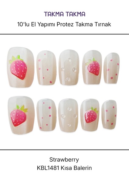 10'lu Ten Rengi Kısa Balerin KBL1481 Tekrar Kullanılabilir El Yapımı Protez Takma Tırnak - Ten Rengi-XS fırsatları