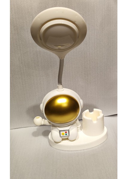 Astronot Figürlü Kalemlik Bölmeli Şarjlı Masa/gece Lambası