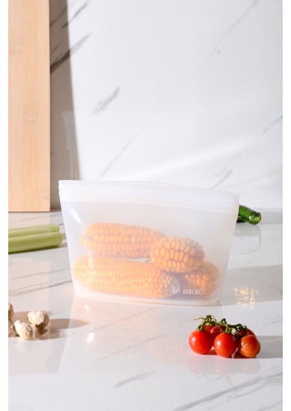 Lush Hava Sızdırmaz Kilitli Silikon Saklama Torbası 1000 ml | Şeffaf