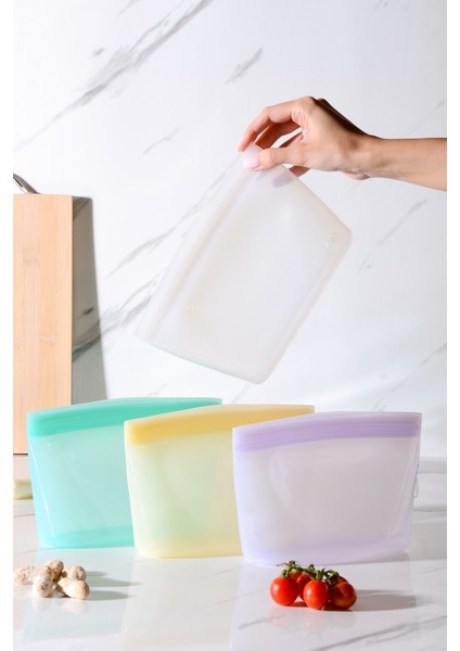 Lush Hava Sızdırmaz Kilitli Silikon Saklama Torbası 1000 ml | Şeffaf modelleri