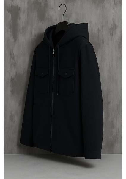Erkek Oversize Premium Lacivert Kapşonlu Mont indirimleri