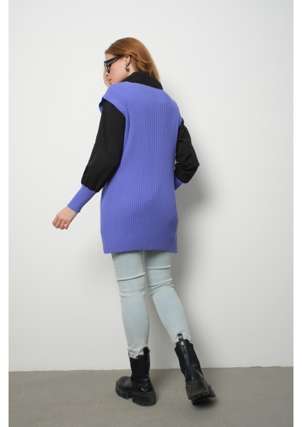 Fitilli Triko Süveterli Gömlek Ikili Kombin