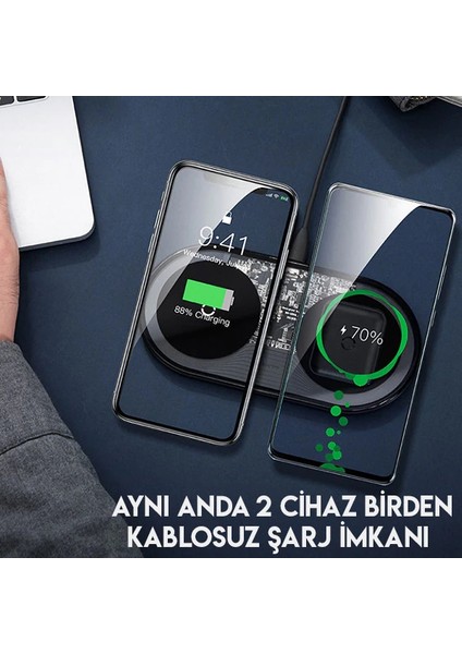 Baseus Simple 2in1 Kablosuz Wireless Şarj 18W IPHONES+IPODS-(5775) - ?96?67E5-6G8796 modelleri