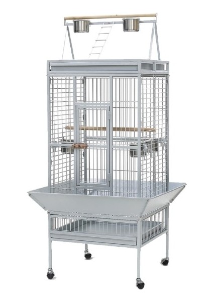 Tekerlekli Ayak Açılır Papağan Kafesi Beyaz