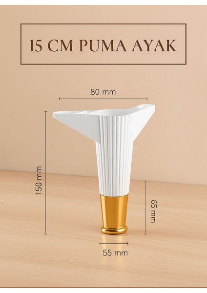 Puma 15 cm Beyaz-Altın 6'lı Set Mobilya Kanepe Tv Ünitesi Dolap Konsol ve Destek Ayağı modelleri