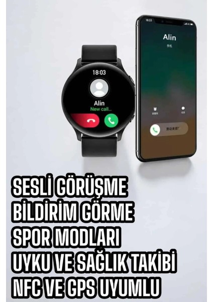 Akıllı Saat Çok Fonksiyonlu Sesli Görüşme Nfc Uyumlu Amoled Ekran fırsatları