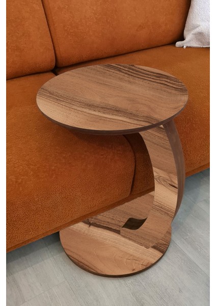 C Sehpa Koltuk Sehpası Yan Sehpa Tekerlekli Yan Sehpa Servis Sehpası Ceviz