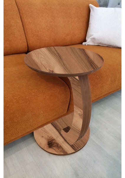 C Sehpa Koltuk Sehpası Yan Sehpa Tekerlekli Yan Sehpa Servis Sehpası Ceviz fırsatları