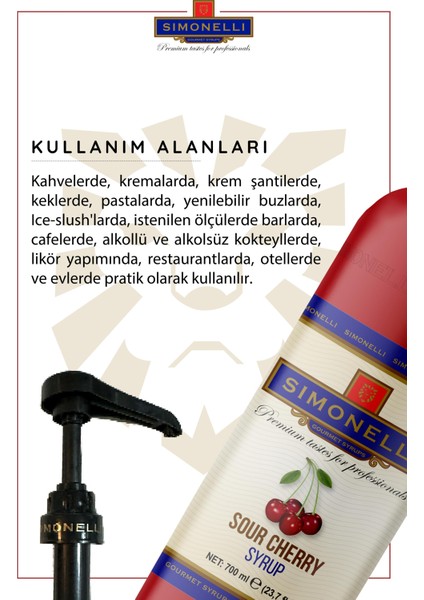 Kahve ve Kokteyl Şurubu Vişne 700 ml + Pompa Simonelli modelleri
