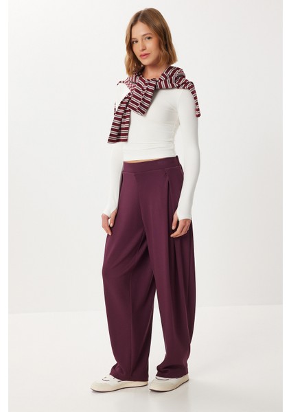 Yumuşak Modal Pileli Eşofman Altı LCI0044 Mürdüm fiyatları