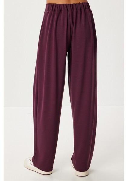 Yumuşak Modal Pileli Eşofman Altı LCI0044 Mürdüm indirimleri