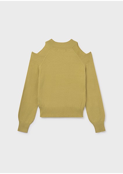 Yeşil Kız Çocuk Omuzları Açık Kazak 7312 fiyatları