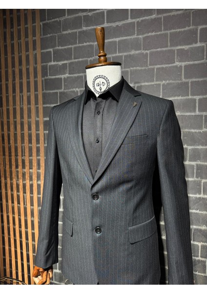 Slim Fit Viscon Çizgili Takım Elbise fiyatları