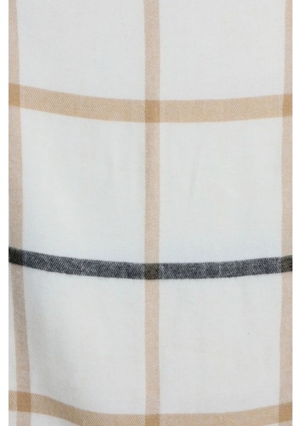 Sıcak Tutan Kalın Kışlık Yumuşak Dokulu Püsküllü Omuz Şalı Beyaz Ekose Uzun Pufy Düz Şal Atkı 175X70CM fırsatları