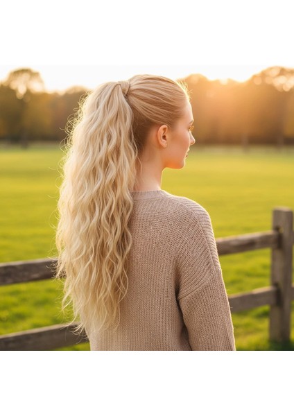 Bağlamalı Kabarık Dalgalı At Kuyruğu - Balköpüğü Beyaz Platin Röfleli