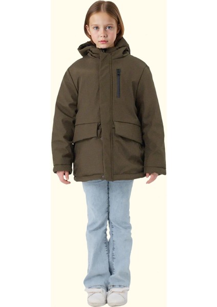 Kız Çocuk Kürklü Su ve Rüzgar Geçirmez Kapüşonlu 3 Kışlık Mont & Kaban & Parka